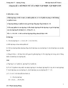 Bài tập Chuyên đề Toán 6 - Chuyên đề 1 Số phần tử của một tập hợp. tập hợp con